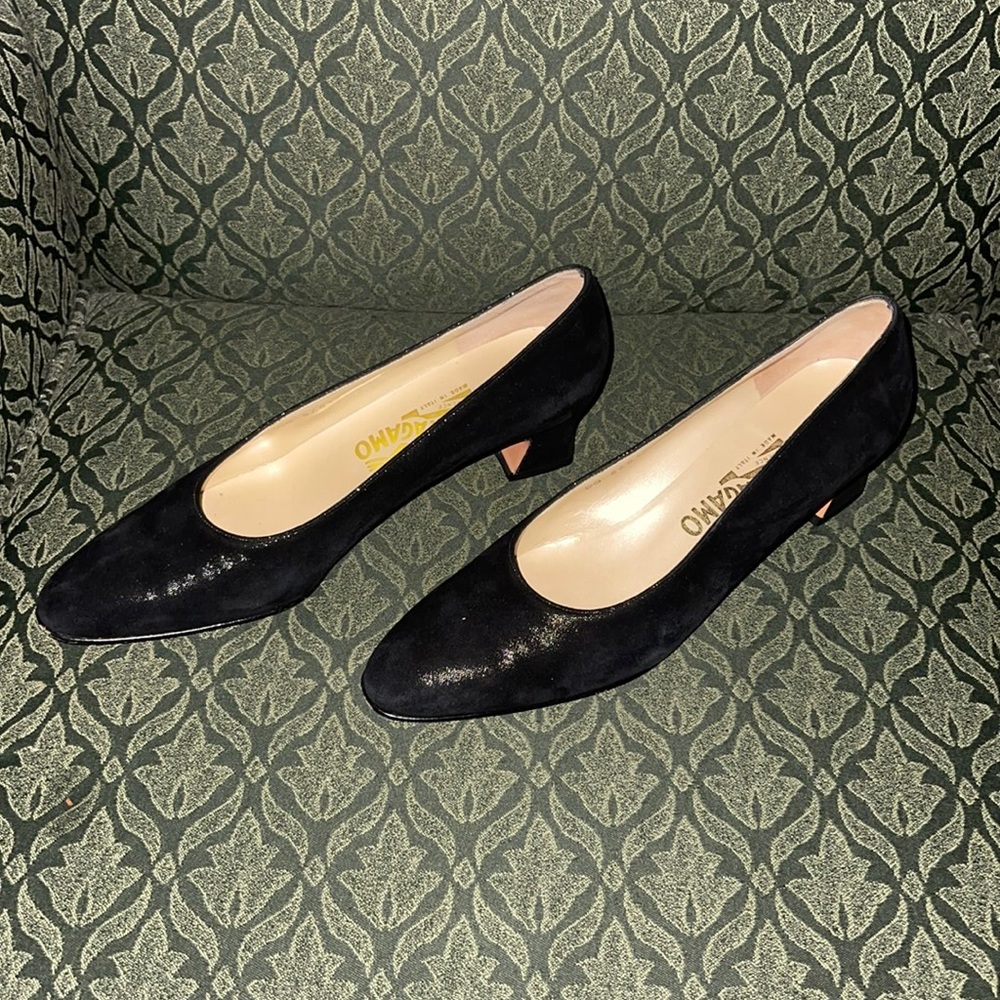 Ferragamo Black Low Heel Pump